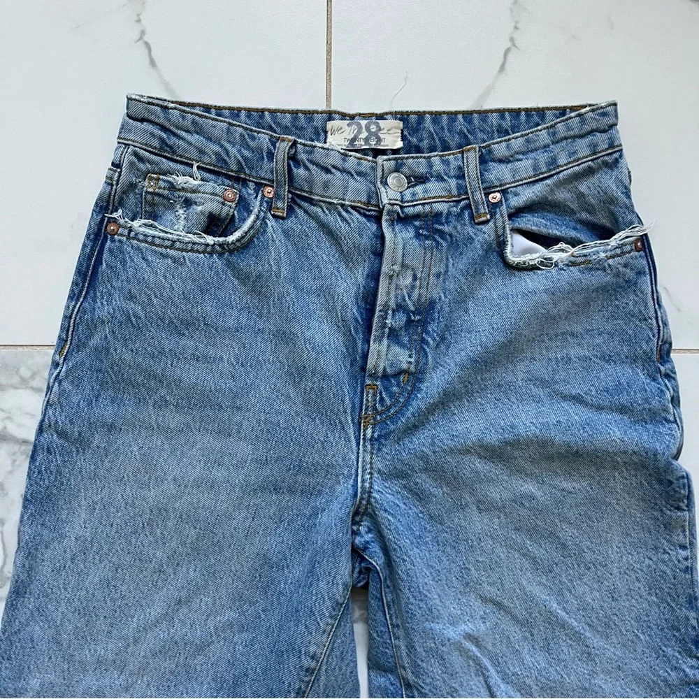 Free People We The Free Ranger Ripped Crop Wide Leg Denim Jeans 28 - Picture 5 of 9